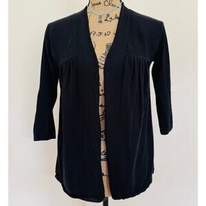 Anthropologie Acrobat Womens Black Silk Cotton 3/4 Sleeve Open Cardigan Sz XS